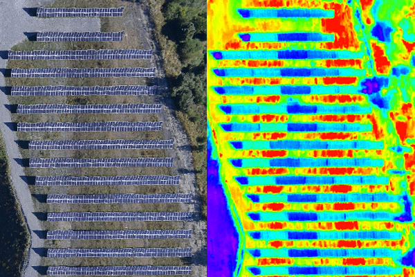 panneaux solaires en vision thermique