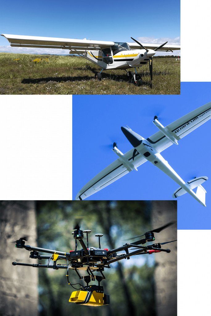 avion ULM, drone a voilure fixe et drone multirotor